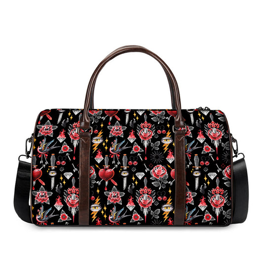 Watercolor Tattoo Print Duffle Bag