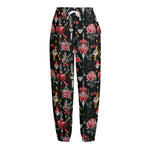 Watercolor Tattoo Print Fleece Lined Knit Pants