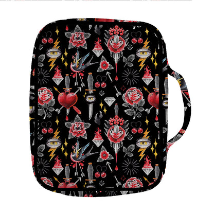 Watercolor Tattoo Print Front Pocket Bible Bag