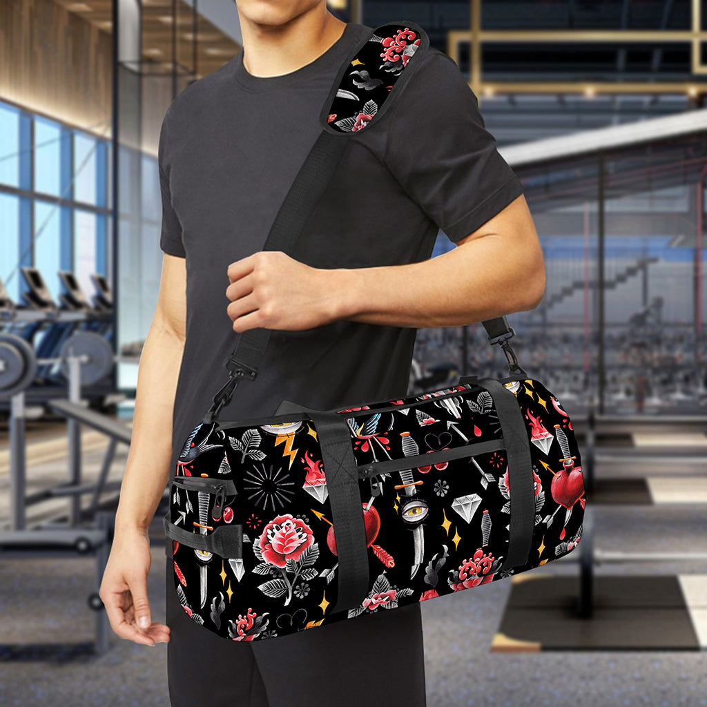 Watercolor Tattoo Print Gym Bag