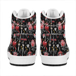 Watercolor Tattoo Print High Top Leather Sneakers