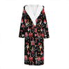 Watercolor Tattoo Print Hooded Bathrobe