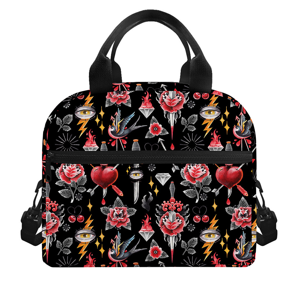 Watercolor Tattoo Print Insulated Lunch Bag