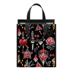 Watercolor Tattoo Print Insulated Lunch Tote