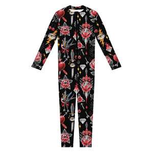 Watercolor Tattoo Print Jumpsuit