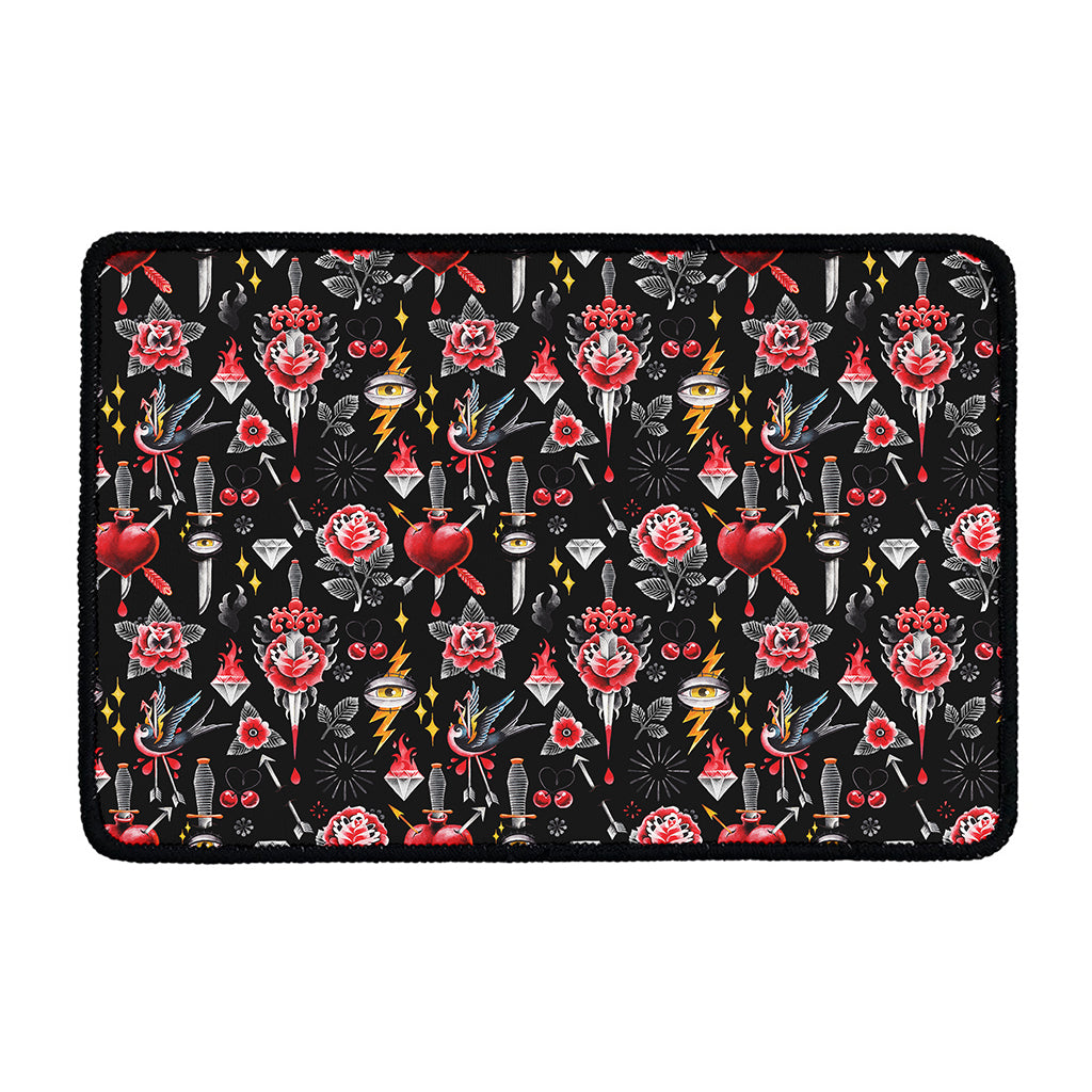 Watercolor Tattoo Print Kitchen Mat