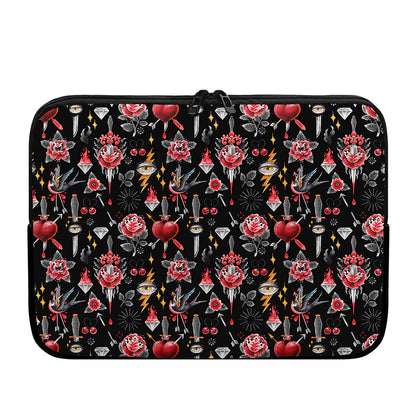 Watercolor Tattoo Print Laptop Sleeve