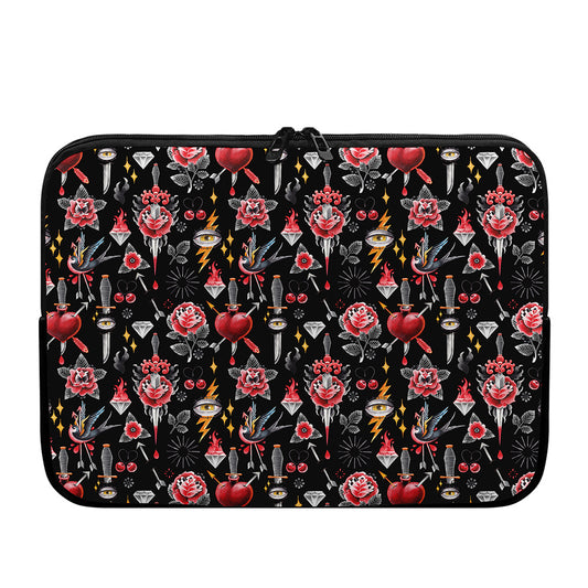 Watercolor Tattoo Print Laptop Sleeve
