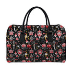 Watercolor Tattoo Print Leather Duffle Bag