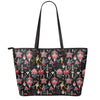 Watercolor Tattoo Print Leather Tote Bag