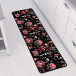 Watercolor Tattoo Print Long Kitchen Mat