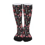 Watercolor Tattoo Print Long Socks