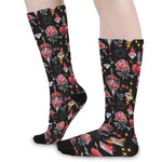 Watercolor Tattoo Print Long Socks