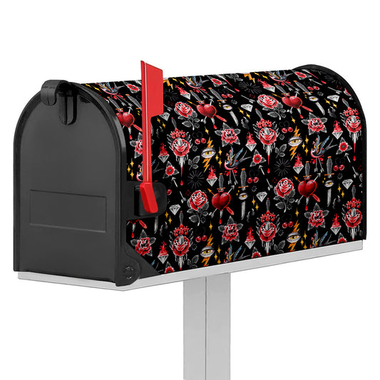 Watercolor Tattoo Print Mailbox Cover