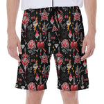 Watercolor Tattoo Print Men's Beach Shorts