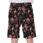 Watercolor Tattoo Print Men's Beach Shorts