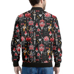 Watercolor Tattoo Print Men's Bomber Jacket