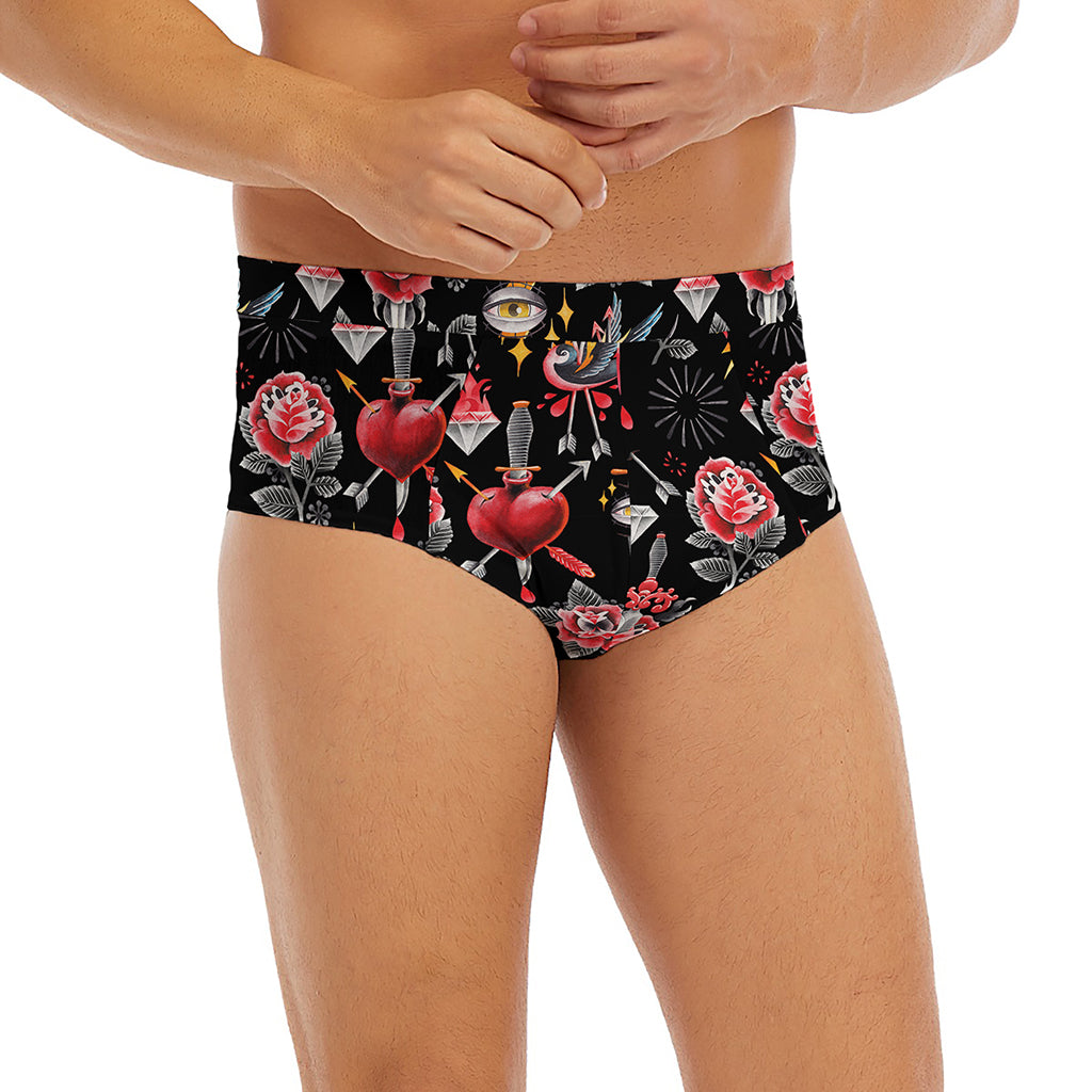 Watercolor Tattoo Print Men's Briefs