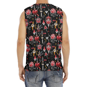 Watercolor Tattoo Print Men's Fitness Tank Top