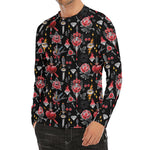 Watercolor Tattoo Print Men's Long Sleeve Rash Guard