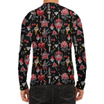 Watercolor Tattoo Print Men's Long Sleeve Rash Guard