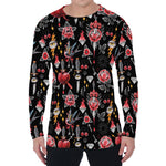 Watercolor Tattoo Print Men's Long Sleeve T-Shirt