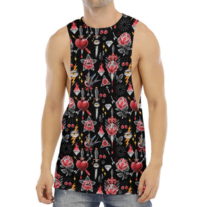 Watercolor Tattoo Print Men's Muscle Tank Top