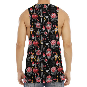 Watercolor Tattoo Print Men's Muscle Tank Top