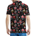 Watercolor Tattoo Print Men's Polo Shirt
