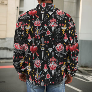 Watercolor Tattoo Print Men's Shirt Jacket