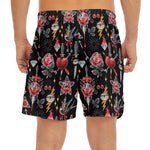 Watercolor Tattoo Print Men's Split Running Shorts