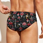 Watercolor Tattoo Print Men's Swim Briefs