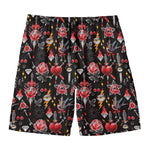 Watercolor Tattoo Print Men's Swim Trunks