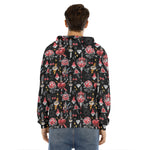Watercolor Tattoo Print Men's Velvet Pullover Hoodie