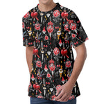 Watercolor Tattoo Print Men's Velvet T-Shirt