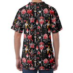 Watercolor Tattoo Print Men's Velvet T-Shirt