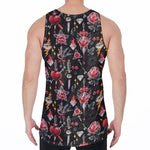 Watercolor Tattoo Print Men's Velvet Tank Top