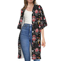 Watercolor Tattoo Print Open Front Beach Cover Up