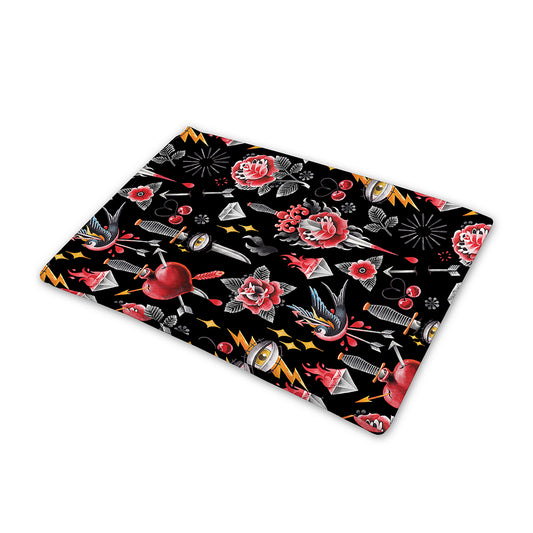 Watercolor Tattoo Print Pet Cooling Mat Cover