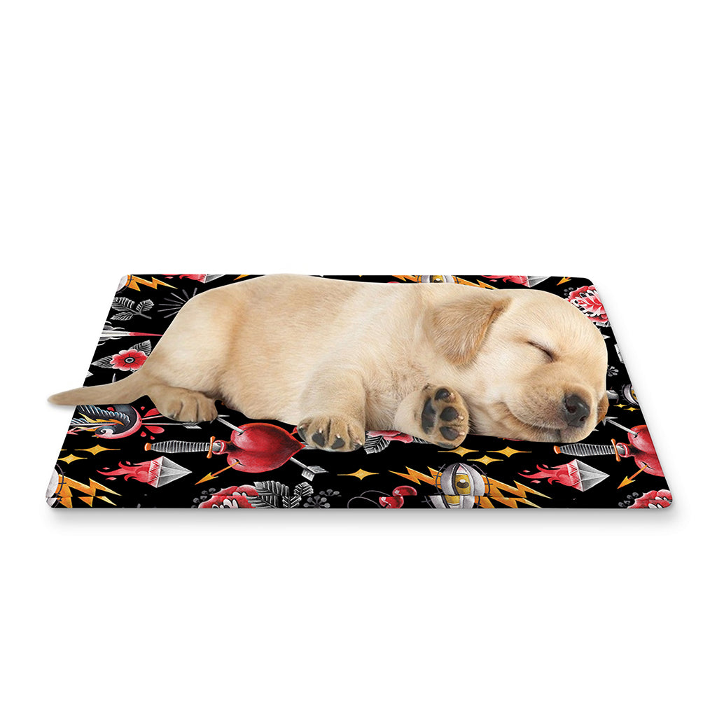 Watercolor Tattoo Print Pet Cooling Mat Cover