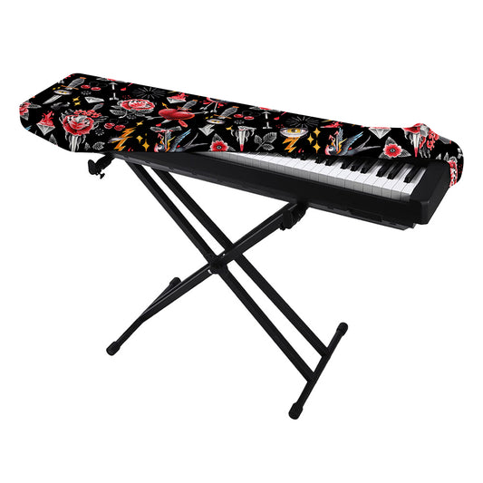 Watercolor Tattoo Print Piano Keyboard Cover