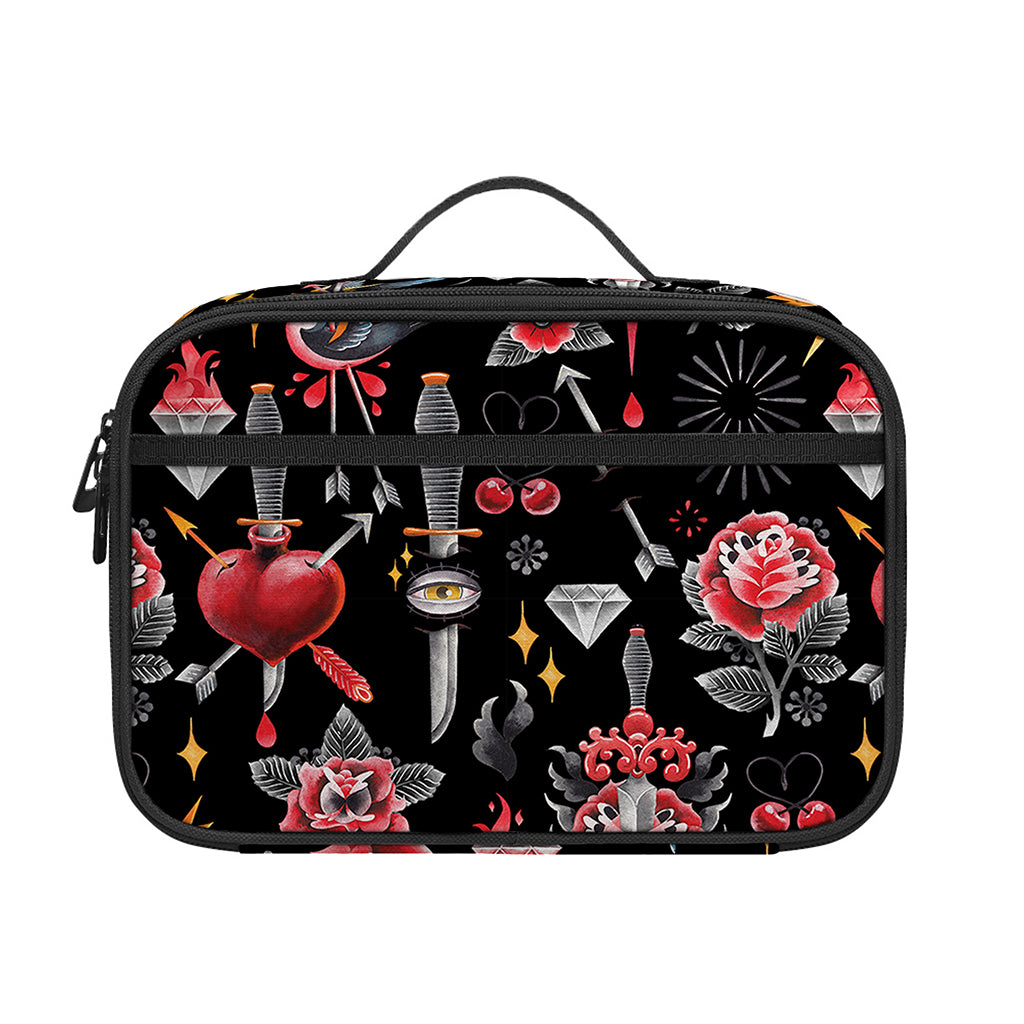 Watercolor Tattoo Print Portable Lunch Bag