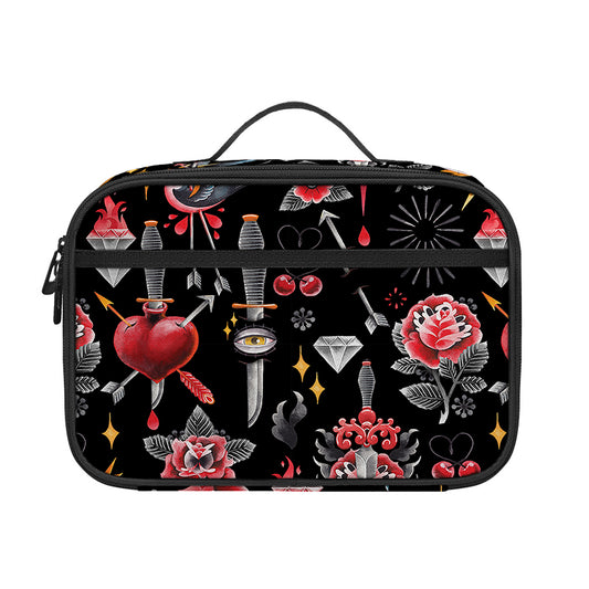 Watercolor Tattoo Print Portable Lunch Bag