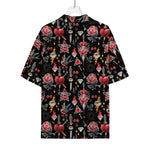 Watercolor Tattoo Print Rayon Hawaiian Shirt