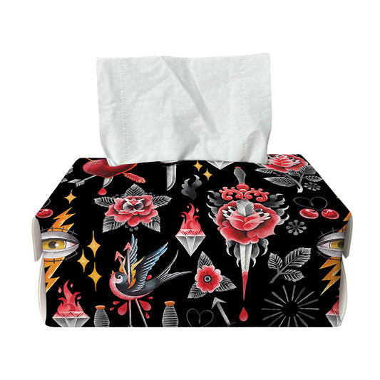 Watercolor Tattoo Print Rectangle Tissue Box Cover