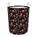 Watercolor Tattoo Print Round Laundry Basket