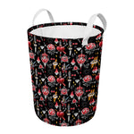 Watercolor Tattoo Print Round Laundry Basket