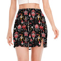 Watercolor Tattoo Print Side Slit Mini Skirt