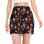 Watercolor Tattoo Print Side Slit Mini Skirt