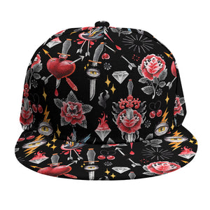 Watercolor Tattoo Print Snapback Cap